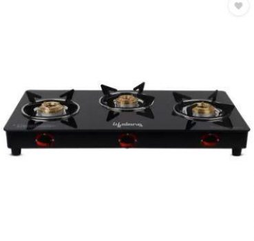 Lifelong LLGS23 3 Burner Glass Gas Stove
